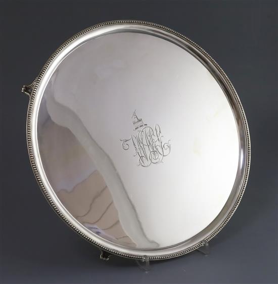 A George III silver circular salver, by Elizabeth Jones, 37.5 oz.